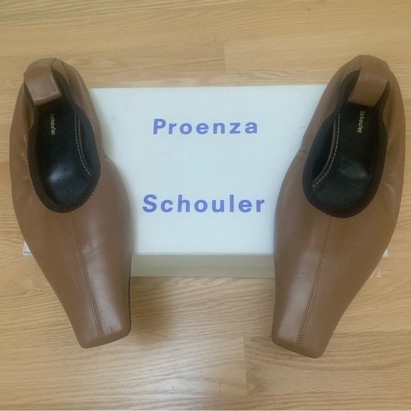 NIB PROENZA SCHOULER Kristie Ballet Flat Brown Square Toe Minimalist Neutral 41 - Picture 3 of 16